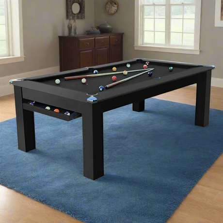 Modern Slate Bed Pool Dining Table | Black | Smart Black Cloth