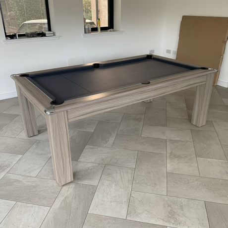 Modern Slate Bed Pool Dining Table | Driftwood | Strachan 777 Grey Cloth