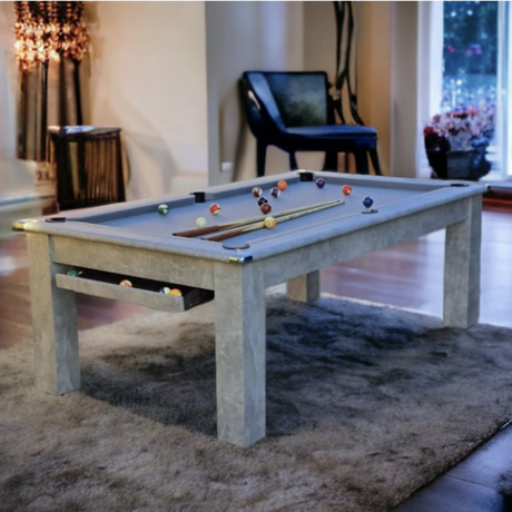 Modern Slate Bed Pool Dining Table | Italian Grey | Strachan 777 Grey Cloth