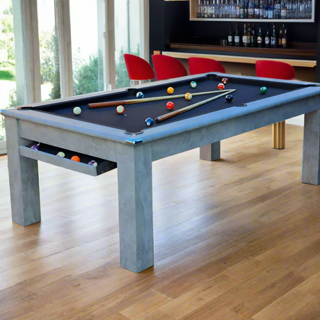 Modern Slate Bed Pool Dining Table | Italian Grey | Strachan 777 Black Cloth