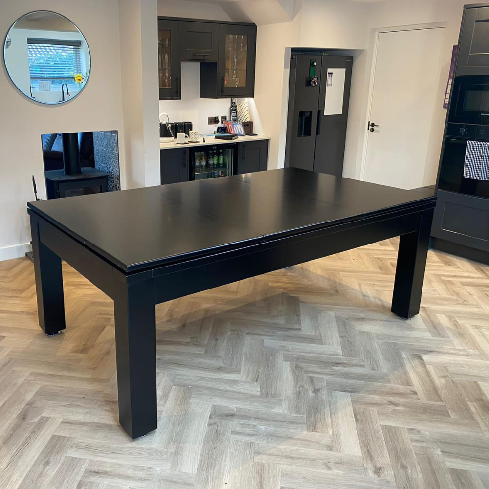 Solid Wood Slate Bed Pool Dining Table Black