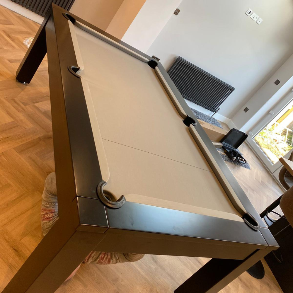 Solid Wood Slate Bed Pool Dining Table Black