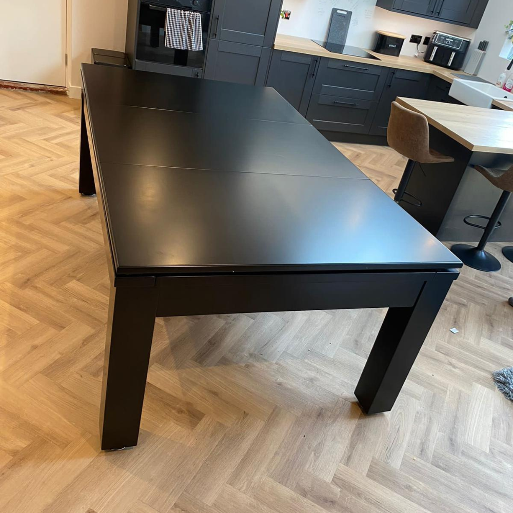 Solid Wood Slate Bed Pool Dining Table Black