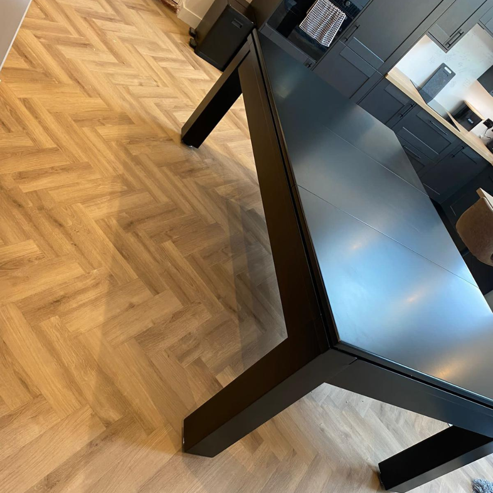 Solid Wood Slate Bed Pool Dining Table Black