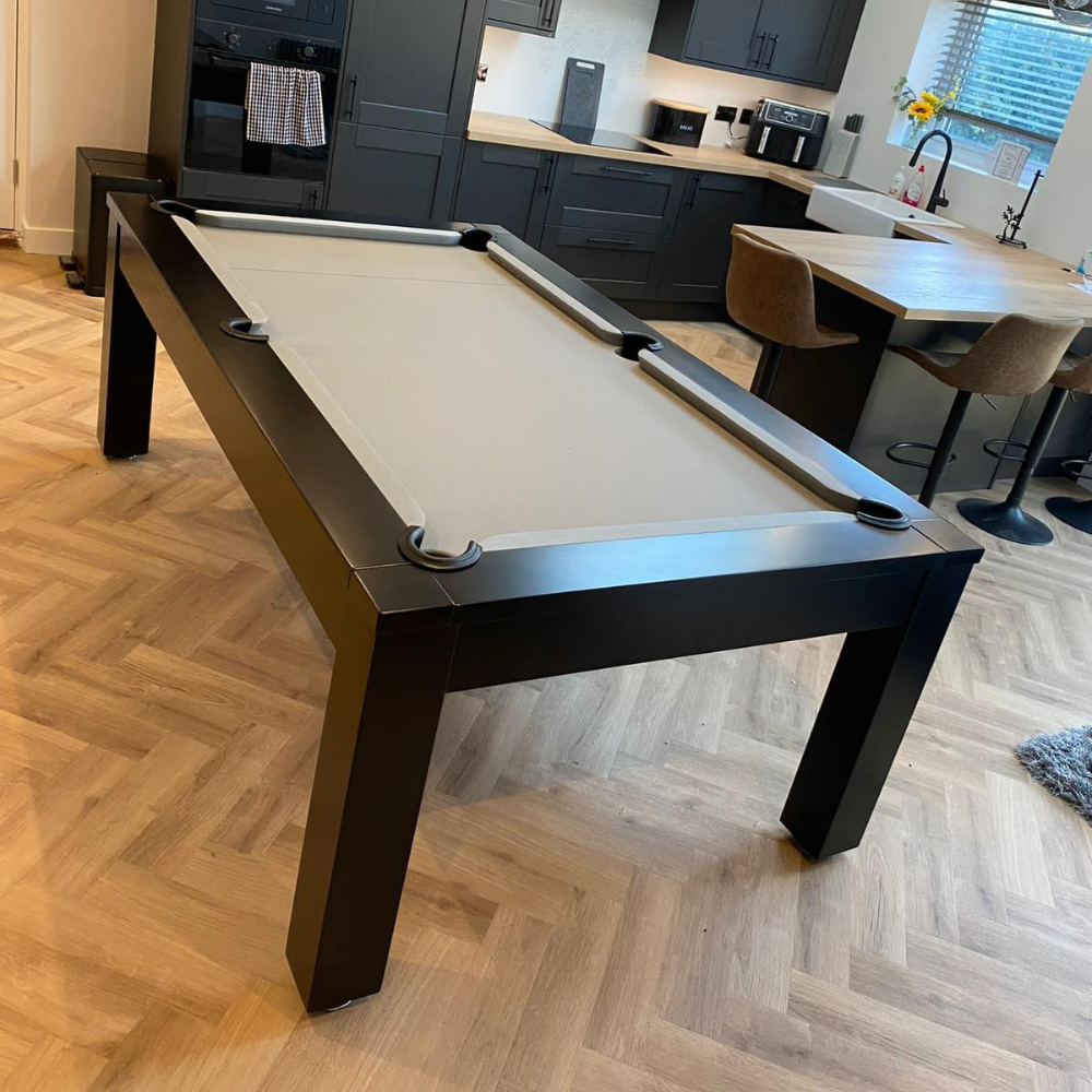 Solid Wood Slate Bed Pool Dining Table Black