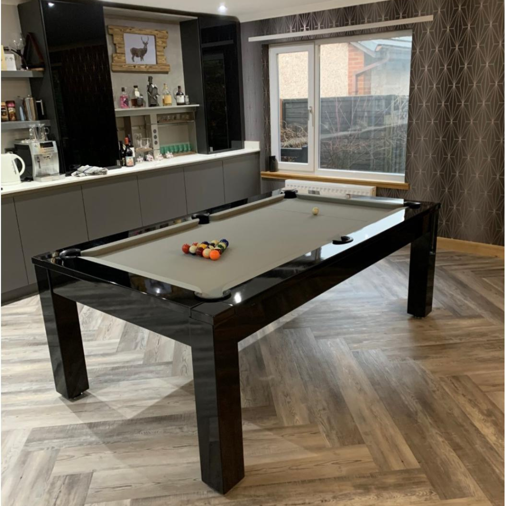 Solid Wood Slate Bed Pool Dining Table Black