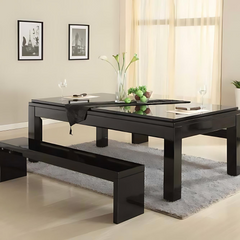 Solid Wood Slate Bed Pool Dining Table Black
