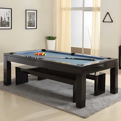 Solid Wood Slate Bed Pool Dining Table Black