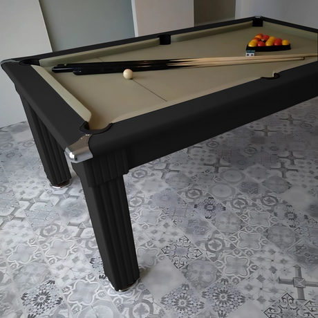 Traditional Slate Bed Pool Dining Table | Black | Smart Silver Cloth