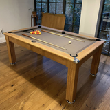 Traditional Slate Bed Pool Dining Table | Oak | Smart Taupe Cloth