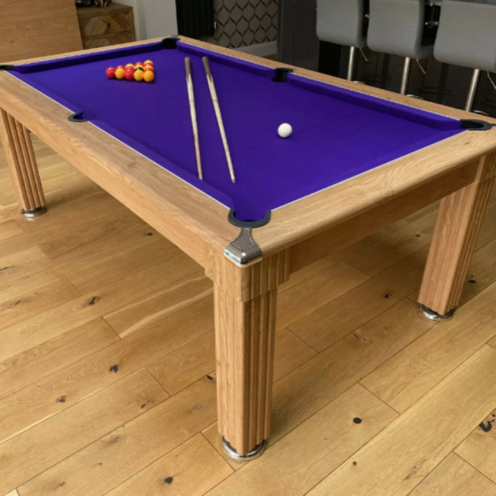 Traditional Slate Bed Pool Dining Table | Oak | Strachan 777 Purple Cloth