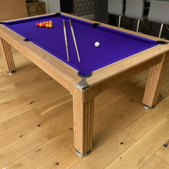 Traditional Slate Bed Pool Dining Table | Oak | Strachan 777 Purple Cloth