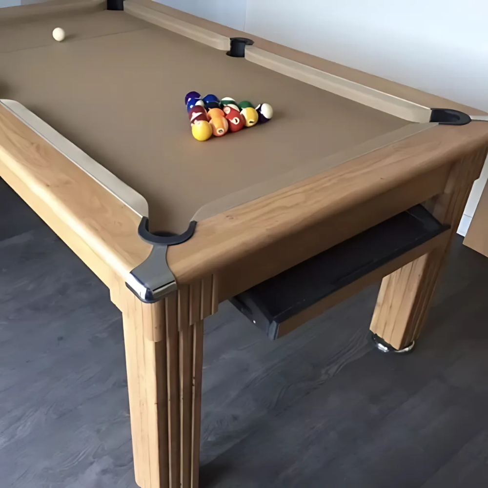 Traditional Slate Bed Pool Dining Table | Oak | Elite Pro Camel Cloth