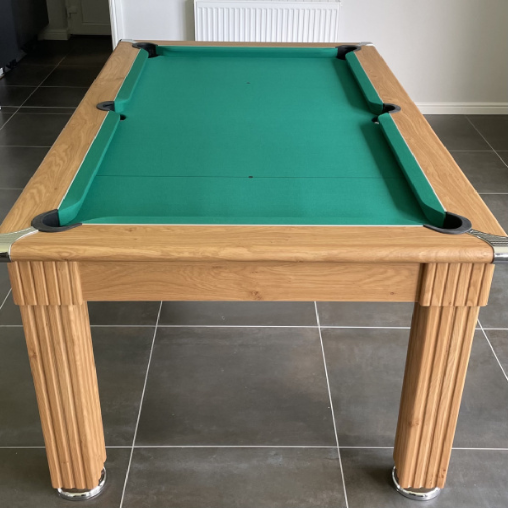 Traditional Slate Bed Pool Dining Table | Oak | Elite Pro American Green Cloth