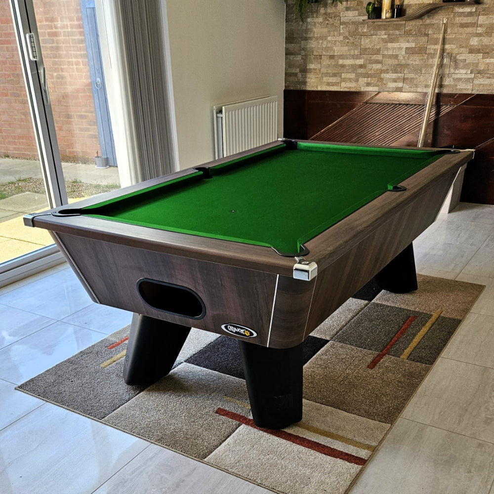 Cry Wolf Indoor Pool Table | Dark Walnut | Elite Pro English Green Cloth