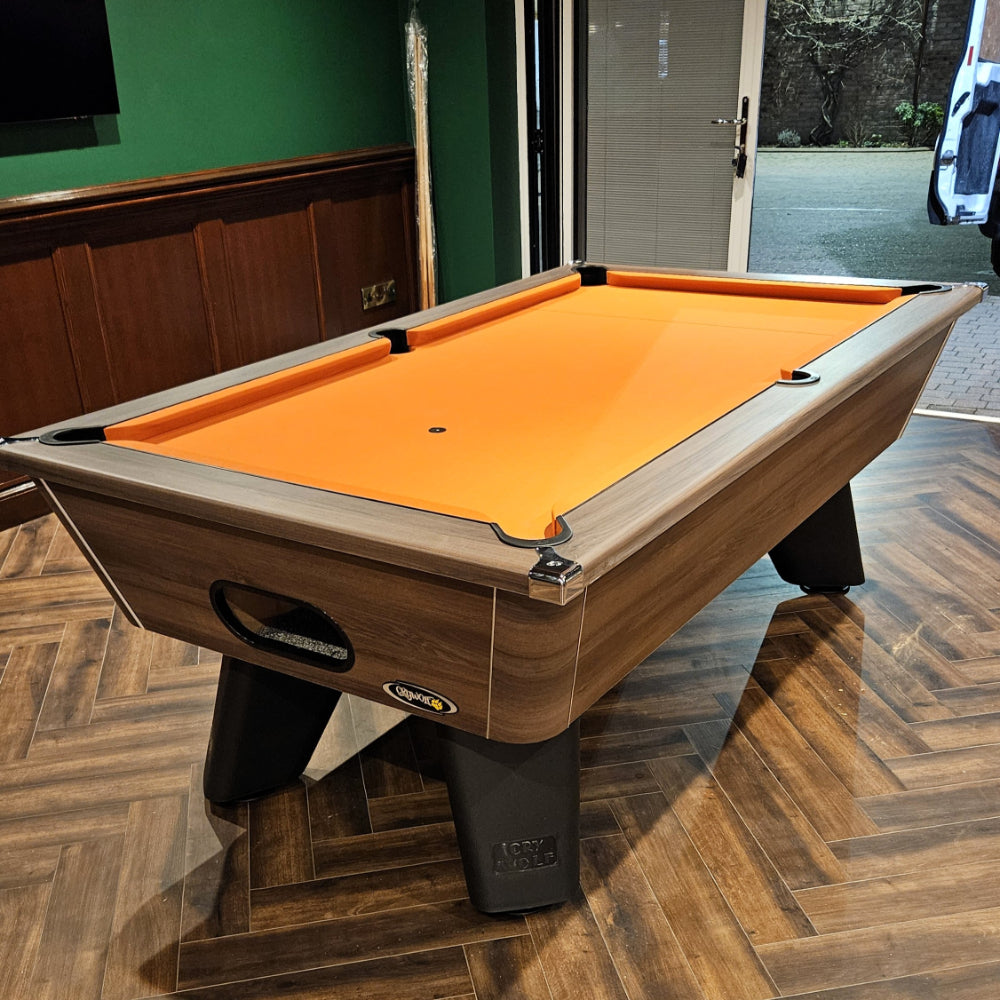 Cry Wolf Indoor Pool Table | Dark Walnut | Smart Orange Cloth