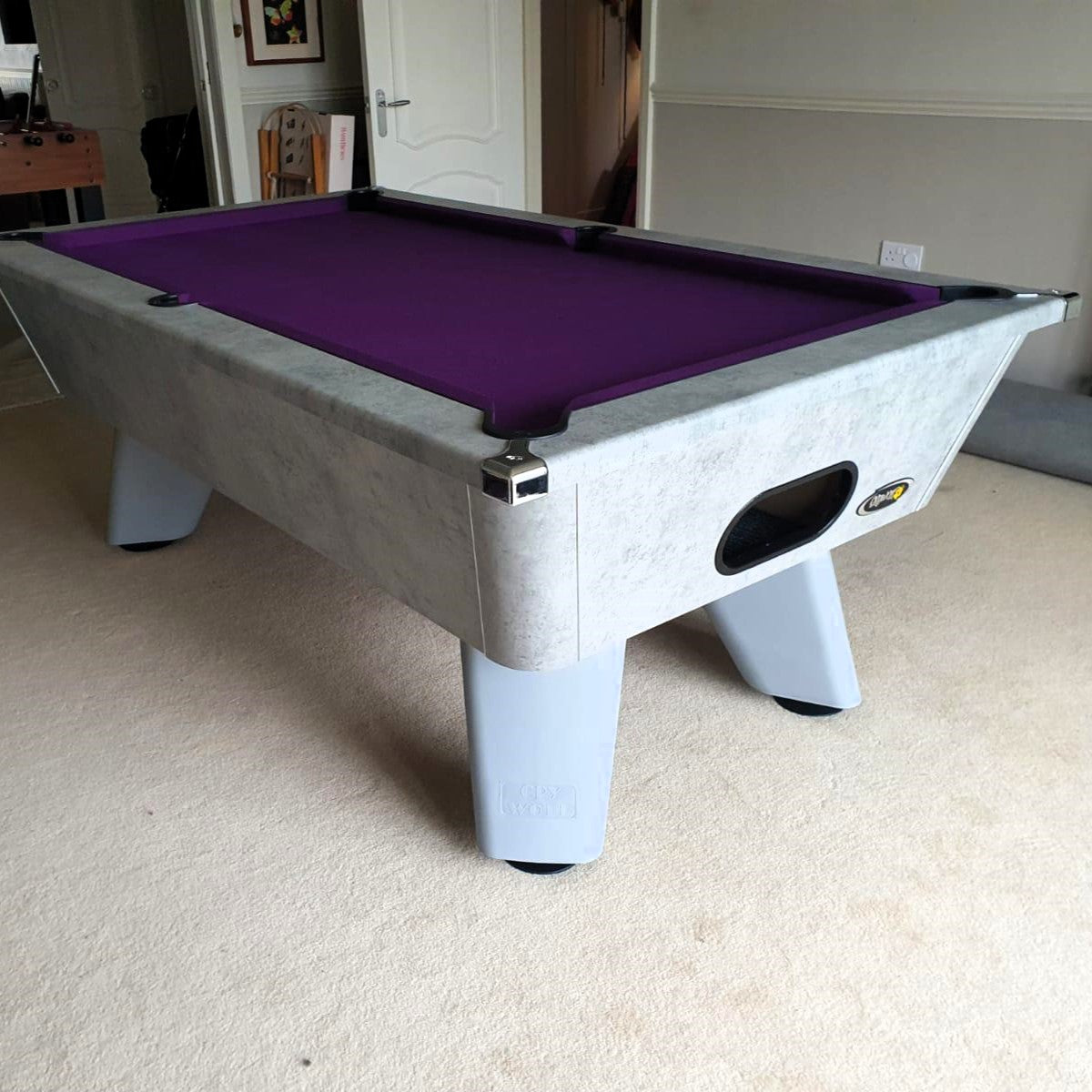 Cry Wolf Indoor Pool Table | Urban Grey | Smart Purple Cloth