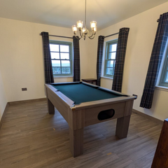 Cry Wolf Square Leg Pool Table | Walnut | Smart Ranger Green Cloth