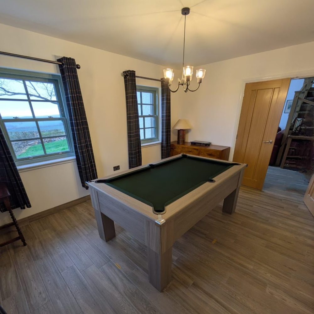 Cry Wolf Square Leg Pool Table | Walnut | Smart Ranger Green Cloth