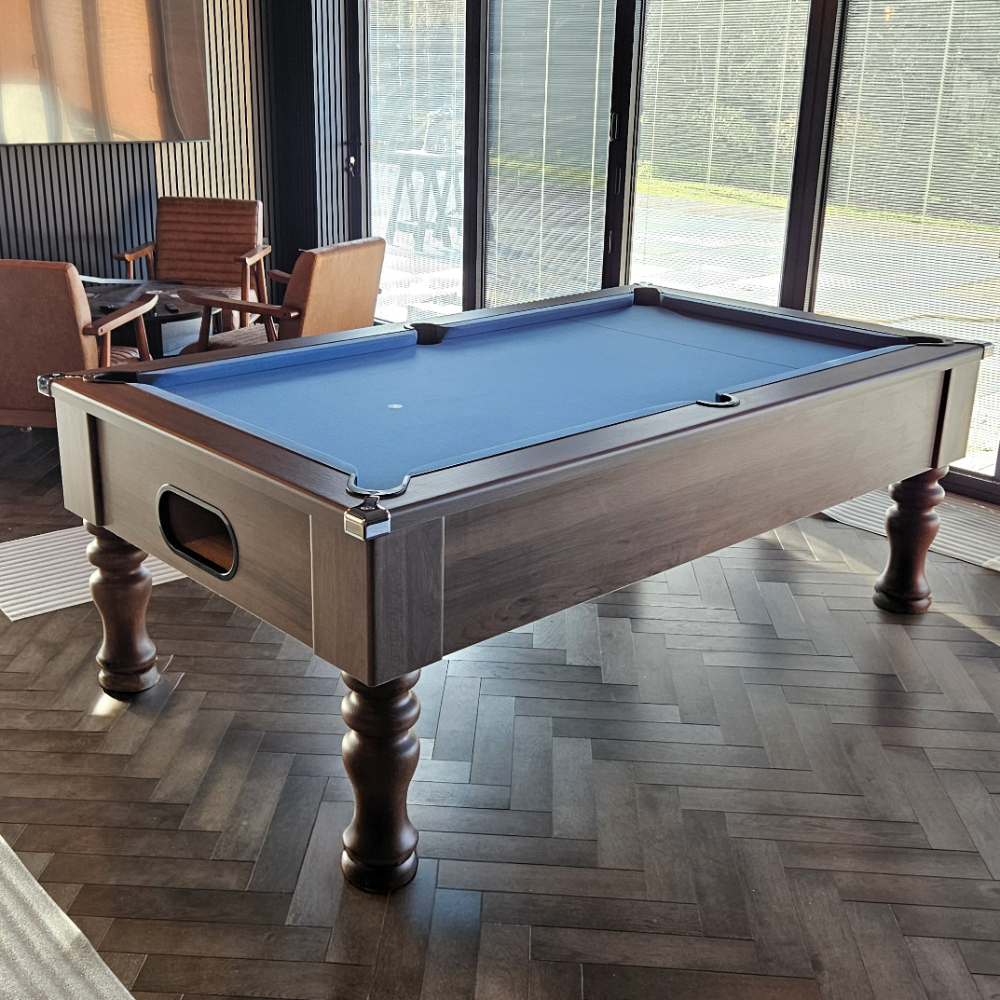 Cry Wolf Slate Bed Indoor Turned Leg Pool Table - Dark Walnut