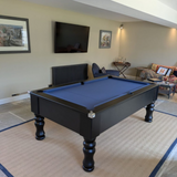 Cry Wolf Turned Leg Pool Table | Black | Elite Pro Cadet Blue Cloth