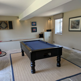 Cry Wolf Turned Leg Pool Table | Black | Elite Pro Cadet Blue Cloth