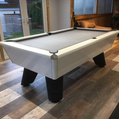 Cry Wolf Indoor Pool Table | White | Smart Silver Cloth