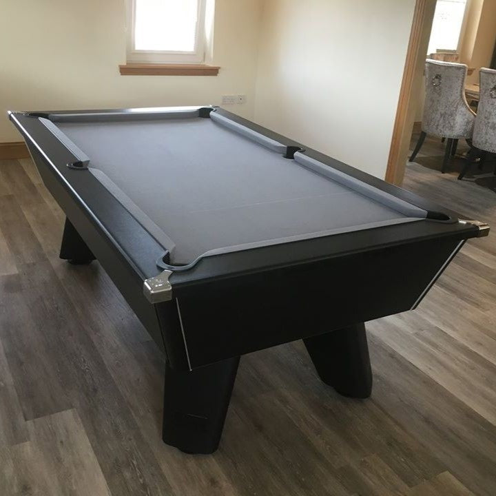 Cry Wolf Indoor Pool Table | Black | Elite Pro Bankers Grey Cloth