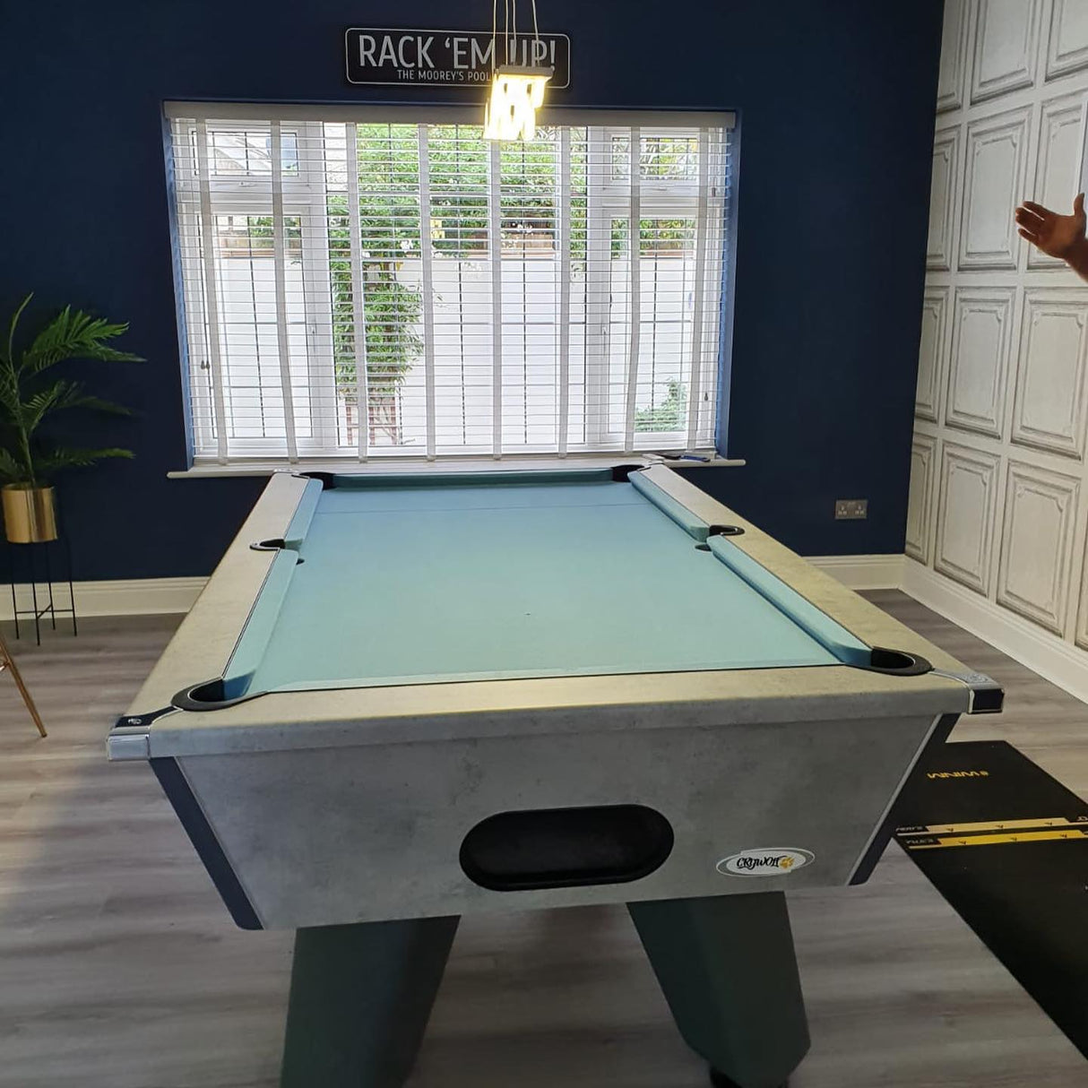 Cry Wolf Indoor Pool Table | Urban Grey | Elite Pro Powder Blue Cloth