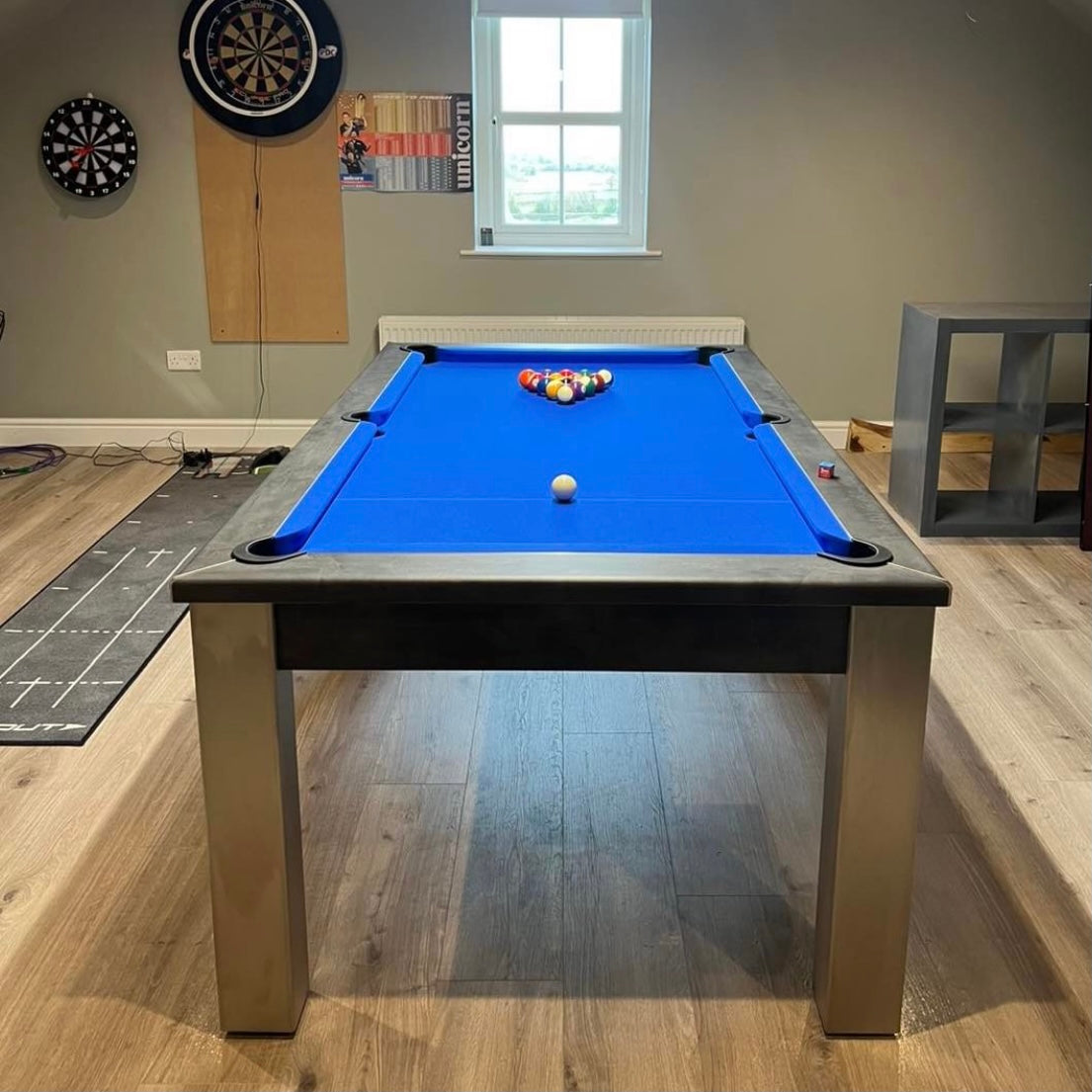 FMF Elixir Pool Dining Table | Anthracite Slate | Strachan 777 Blue Cloth