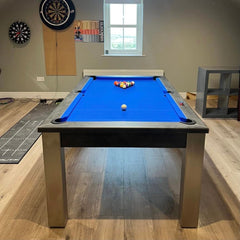 FMF Elixir Pool Dining Table | Anthracite Slate | Strachan 777 Blue Cloth