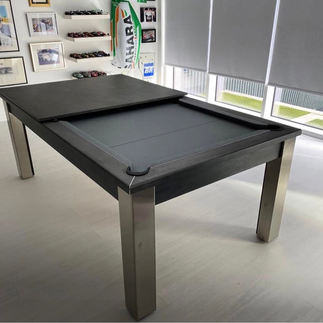 FMF Elixir Pool Dining Table | Anthracite Slate | Strachan 777 Grey Cloth