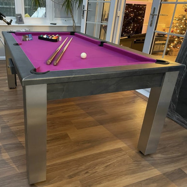 FMF Elixir Pool Dining Table | Anthracite Slate | Elite Pro Fuchsia Cloth