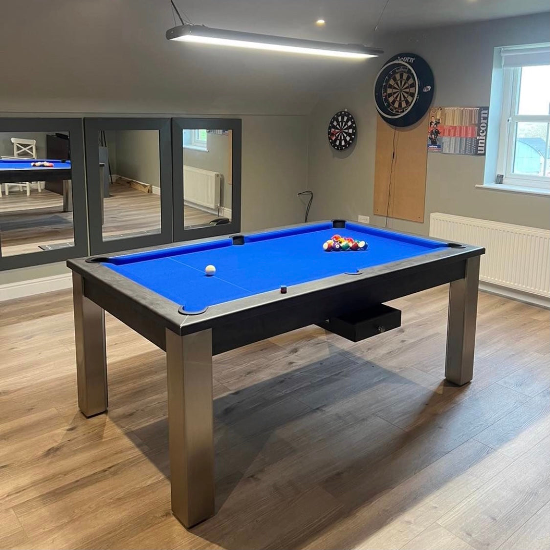 FMF Elixir Pool Dining Table | Anthracite Slate | Smart Royal Blue Cloth