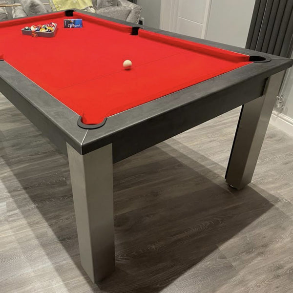 FMF Elixir Pool Dining Table | Anthracite Slate | Elite Pro Bright Red Cloth