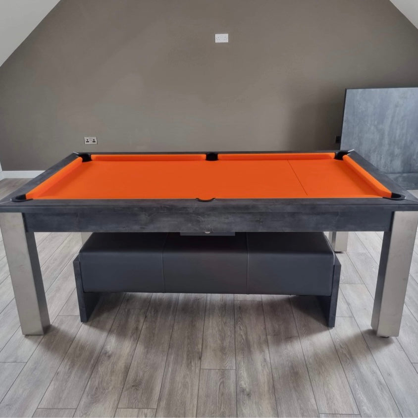 FMF Elixir Pool Dining Table | Anthracite Slate | Elite Pro Orange Cloth