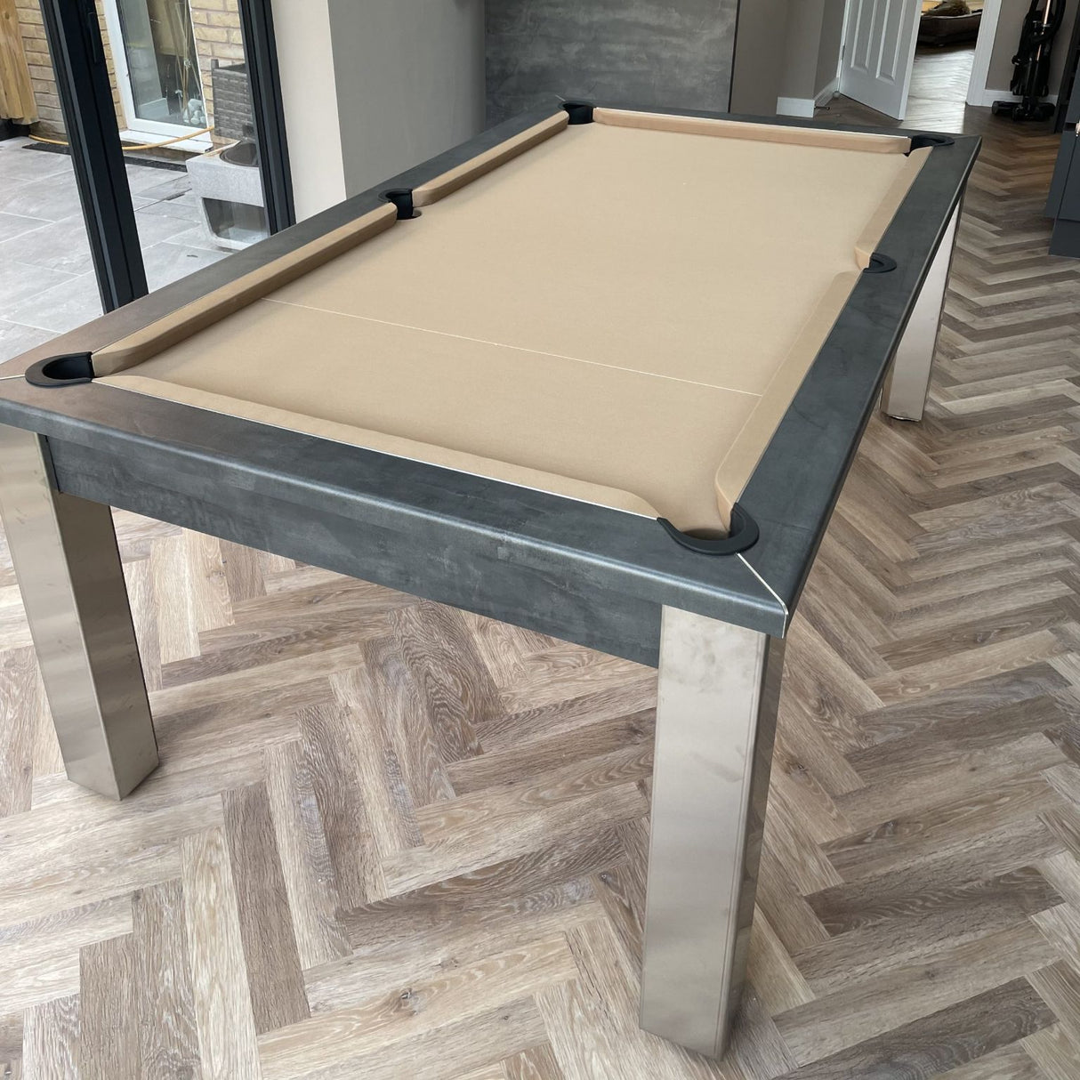 FMF Elixir Pool Dining Table | Anthracite Slate | Elite Pro Camel Cloth