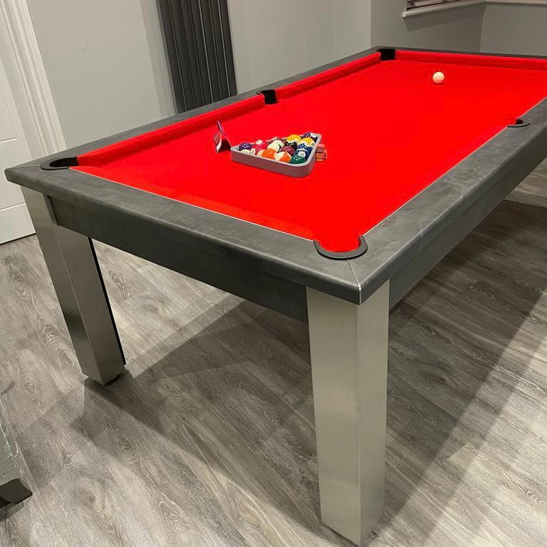 FMF Elixir Pool Dining Table | Anthracite Slate | Elite Pro Bright Red Cloth