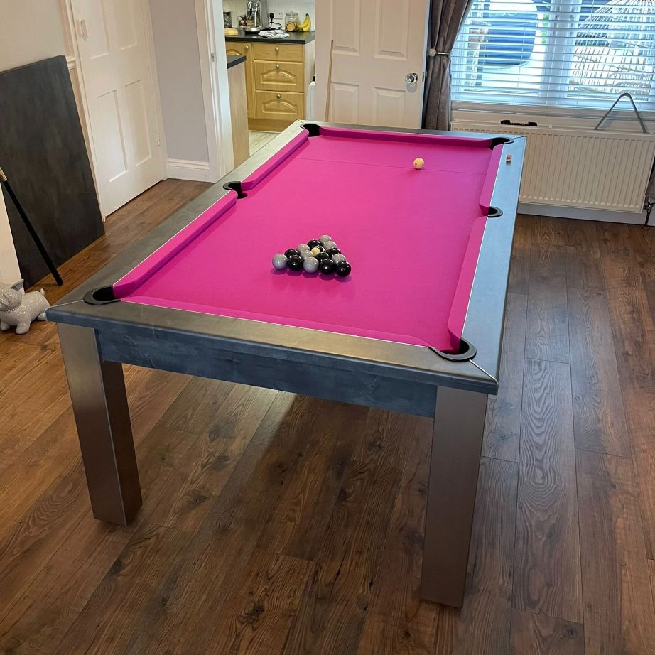 FMF Elixir Pool Dining Table | Anthracite Slate | Elite Pro Fuchsia Cloth