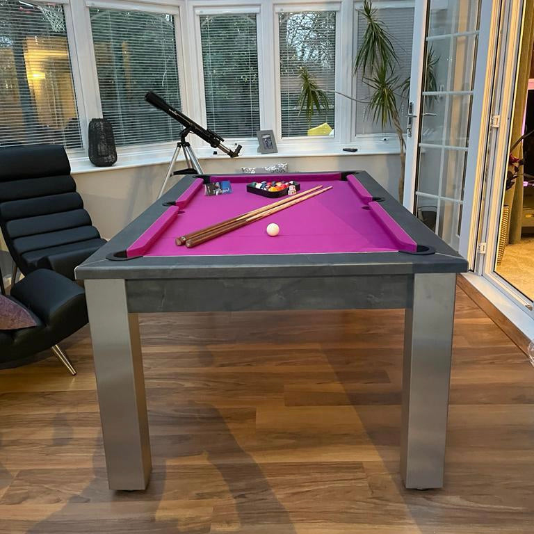 FMF Elixir Pool Dining Table | Anthracite Slate | Elite Pro Fuchsia Cloth
