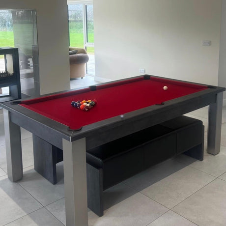 FMF Elixir Pool Dining Table | Anthracite Slate | Elite Pro Red Cloth