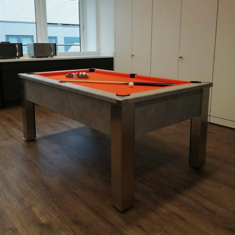 FMF Spirit Tournament Pool Table | Chicago Concrete | Smart Orange Cloth