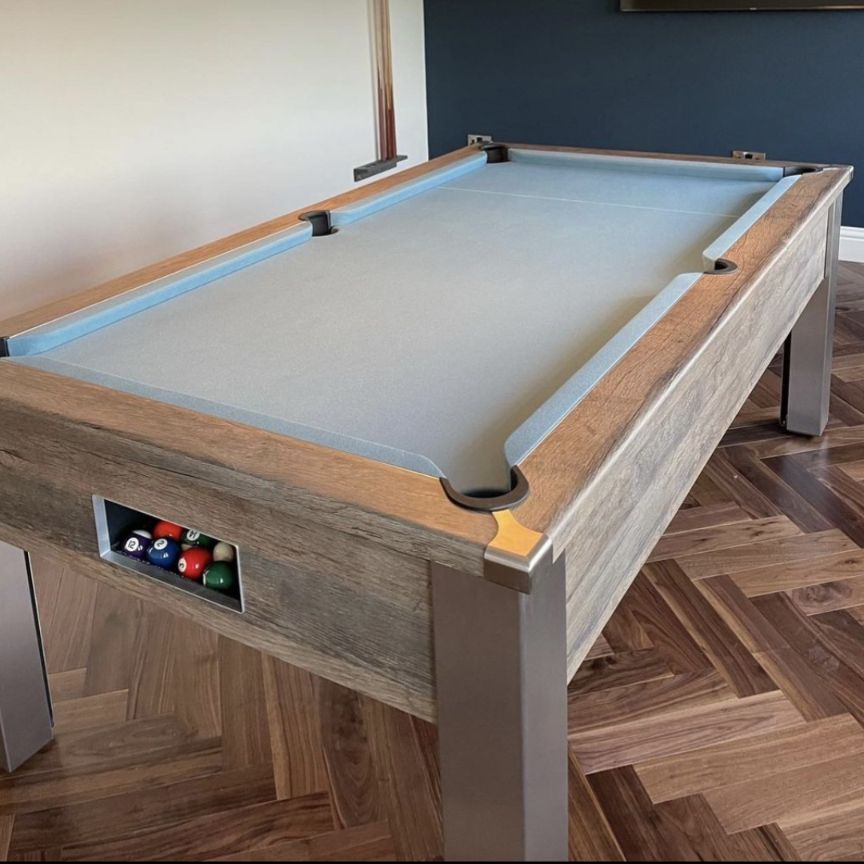 FMF Spirit Tournament Pool Table | Distressed Oak | Elite Pro Bankers Grey Cloth
