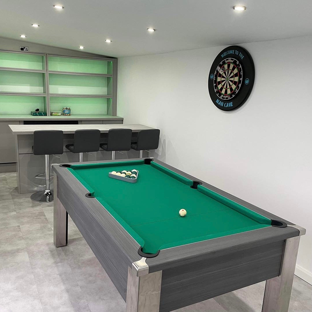 FMF Spirit Tournament Pool Table | Metallic Graphite Grey | Elite Pro American Green Cloth