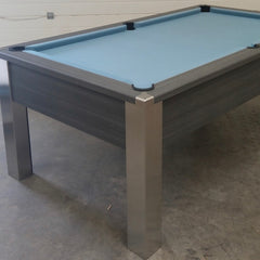 FMF Spirit Tournament Pool Table | Metallic Graphite Grey | Elite Pro Powder Blue Cloth
