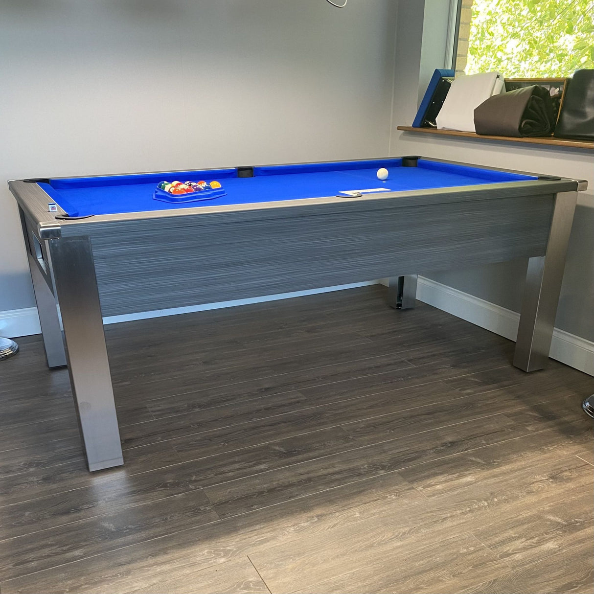 FMF Spirit Tournament Pool Table | Metallic Graphite Grey | Elite Pro Royal Blue Cloth