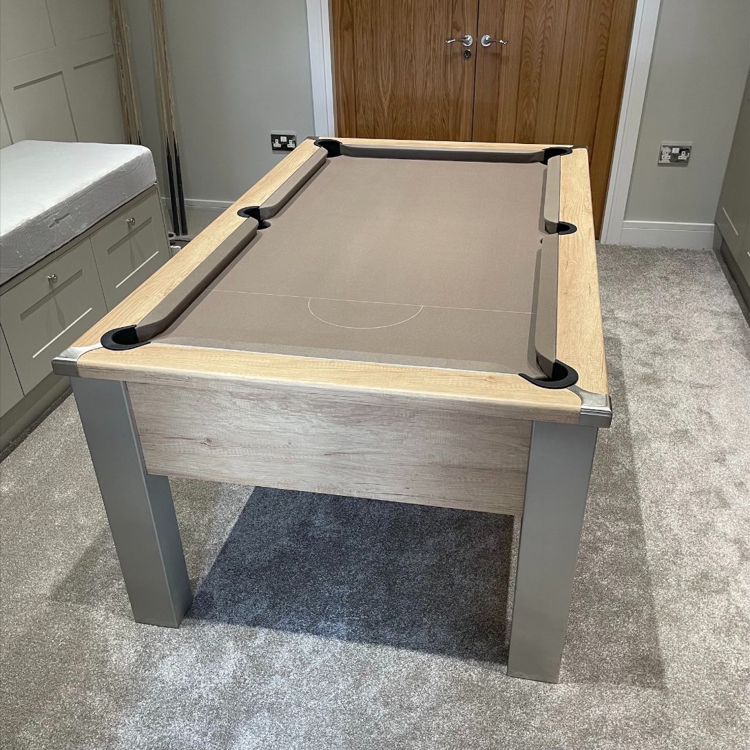 FMF Spirit Tournament Pool Table | Nebraska Oak | Strachan 777 Grey Cloth