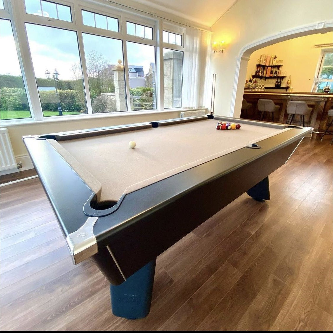 Cry Wolf Indoor Pool Table | Black | Smart Taupe Cloth