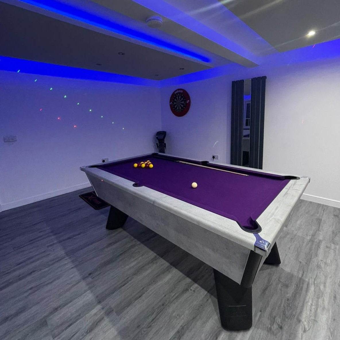 Cry Wolf Indoor Pool Table | Urban Grey | Smart Purple Cloth