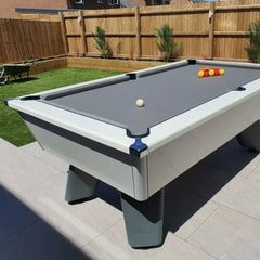 Cry Wolf Outdoor Pool Table | White | Elite Pro Bankers Grey Cloth